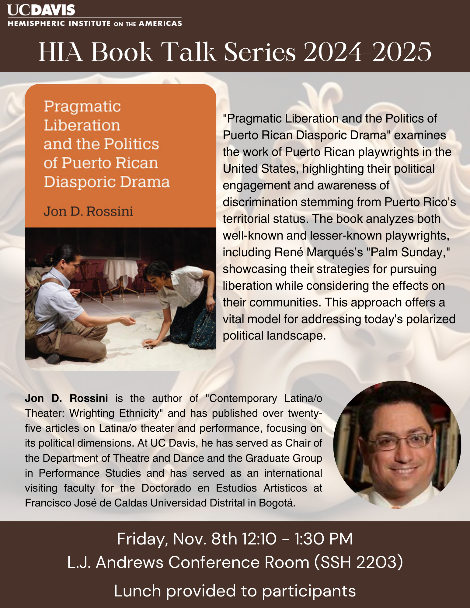 Flyer for Jon Rossini Book Talk