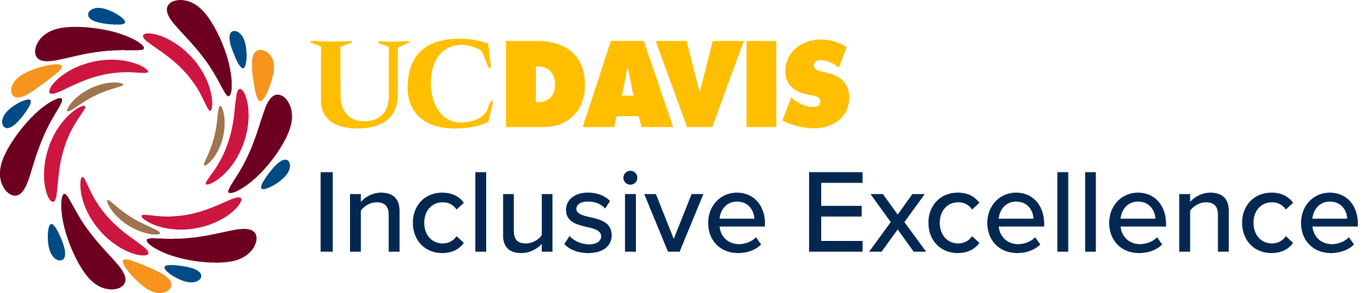 UC Davis Inclusive Excellence logo with colorful circular emblem.