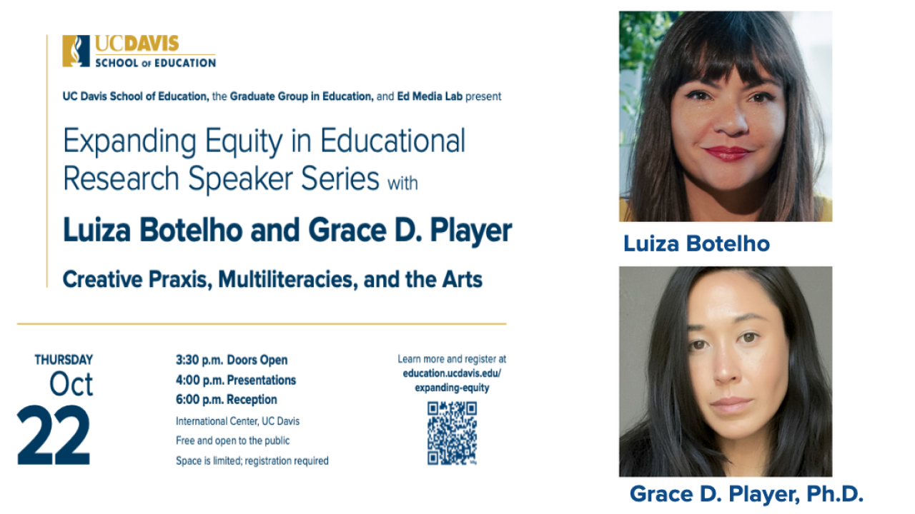Event graphic with two speaker headshots, UC Davis logo, and title text