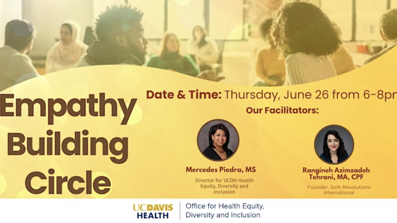 Empathy Building Circle event poster with event details and facilitator photos.