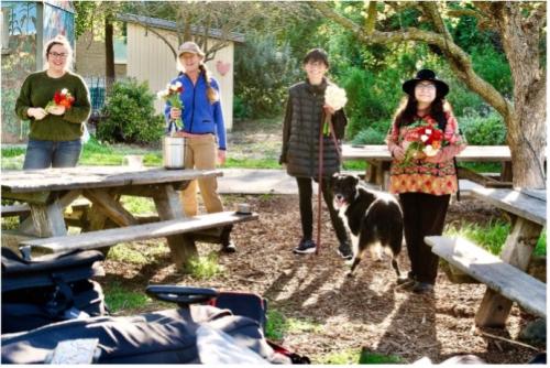 Katharina Ullmann, Director of the Student Farm; Carol Hillhouse, Associate Director of the Student Farm, Natalia DeebSossa, Professor of Chicana/o Studies; and Melissa Moreno, Professor of Ethnic Studies at Woodland Community College.