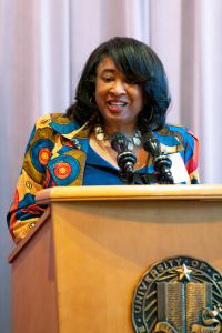 Renetta Garrison Tull at podium
