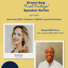 A yellow background with the event information listed. A picture of both presenters, Marisa Raya and Ayanda Manquoyi