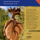 Flyer with warm brown, tan, and ochre tones like layered soil. White text announces Breath, Soil, Water, Life—a live performance with Professor Margaret Kemp and students featuring poetry, movement, and voice at the Manetti Shrem Museum, Nov 13, 4:30–6:30 PM.